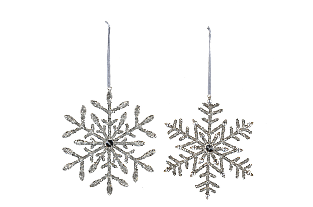 Декор подвесной "Снежинка" серебро в ассортименте