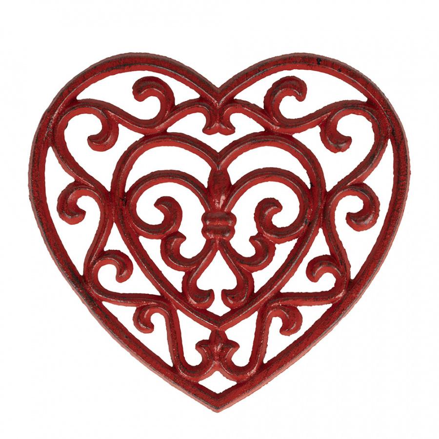 Подставка под горячее "Красное сердце" (чугун)
