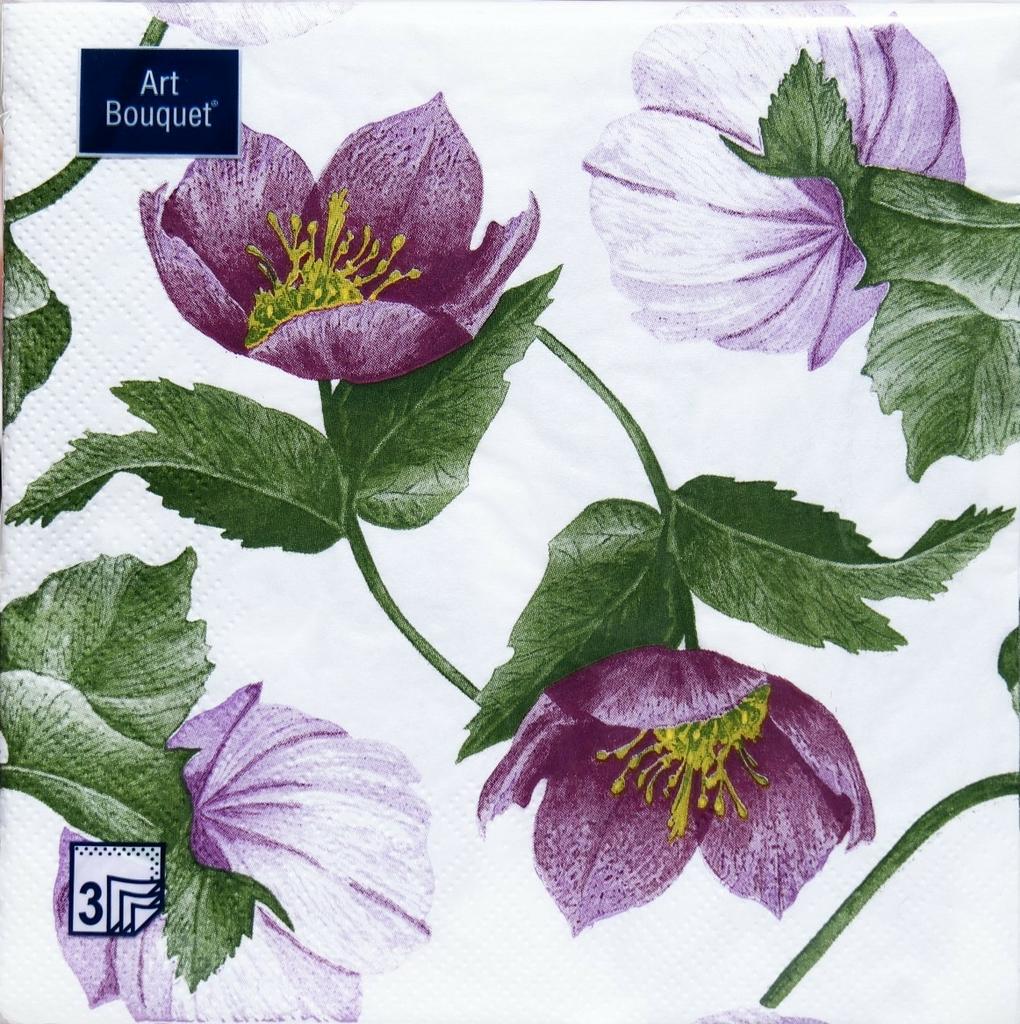 Салфетки бумажные "Декоративный цветок" белые 20 шт