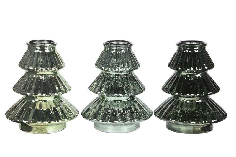 Ваза декоративная/Подсвечник "Елка" зеленый антик