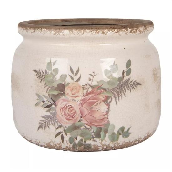 Кашпо декоративное "Розы" бочонок большое