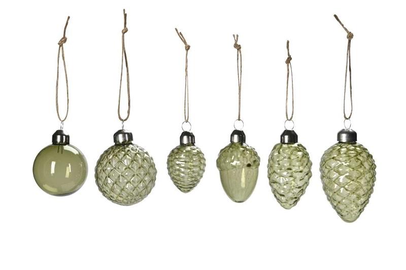 Набор из 12 елочных игрушек "Венсент" зеленый