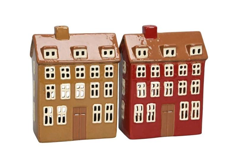 Подсвечник "Домик" рыжий/красный в ассортименте