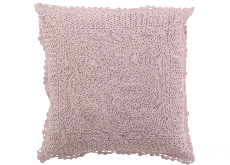 Подушка декоративная "Кружево" розовая