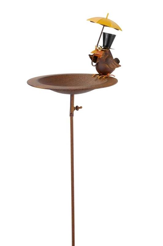 Декор птичья ванна на штекере "Ворон под зонтом"