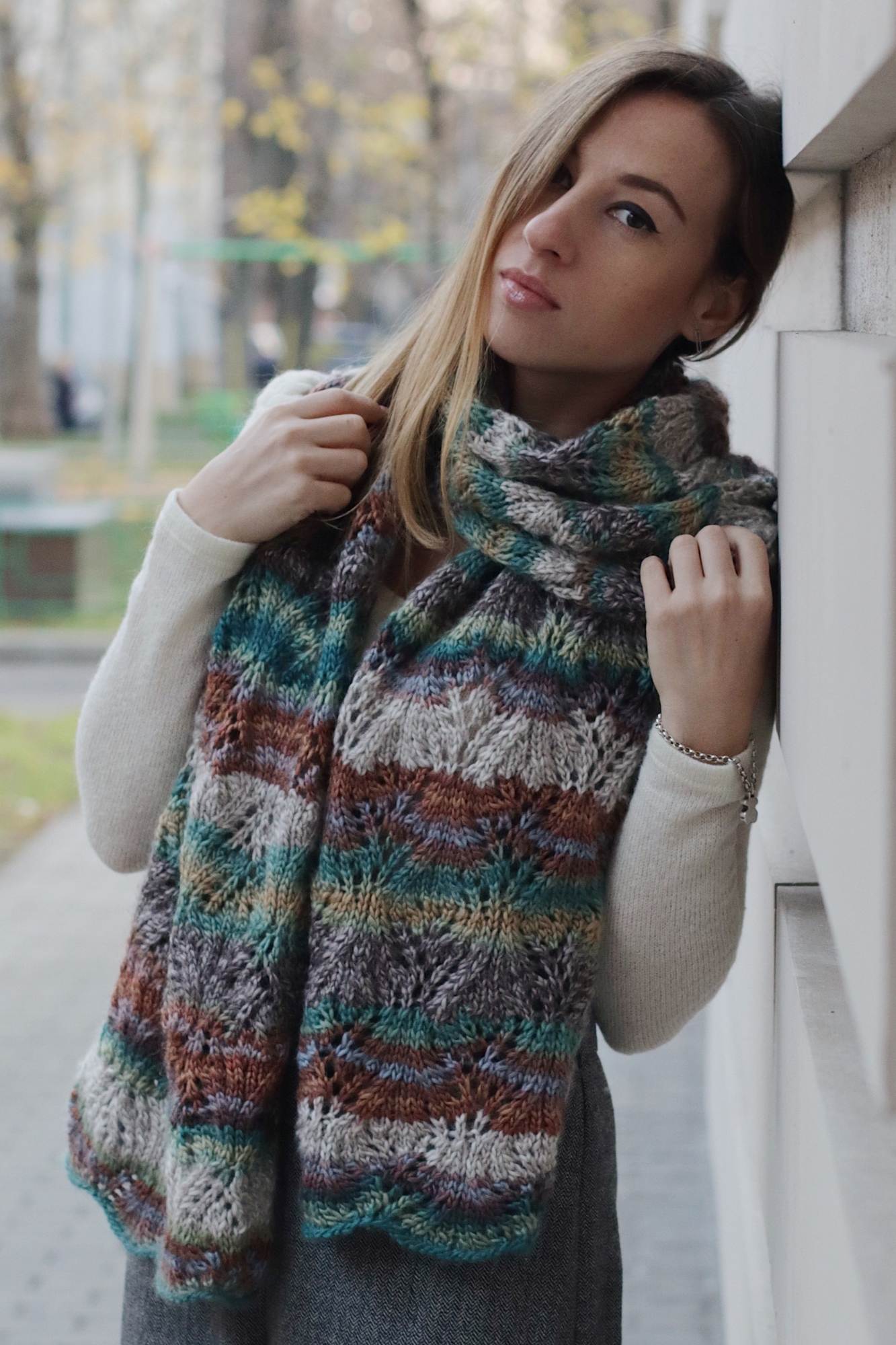 Описание шарфа #яркопряжный_шарф