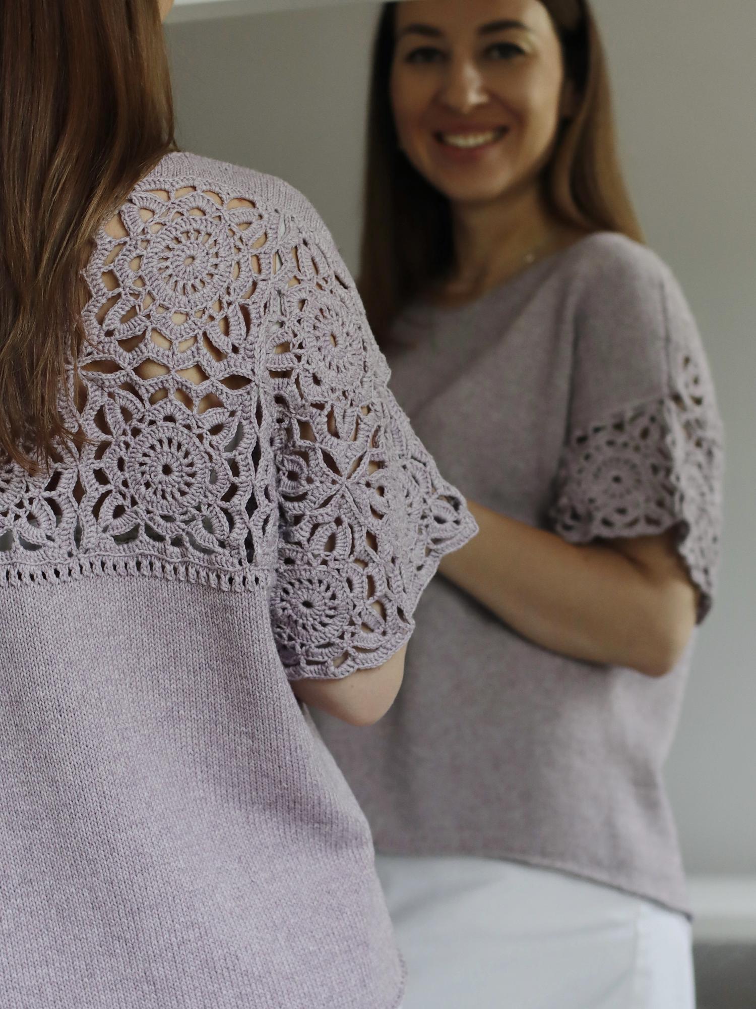 Описание футболки крючком и спицами #прованский_мотив