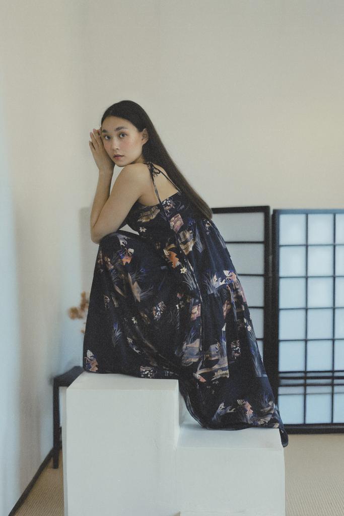 Сарафан на лентах "Японский сад  с ирисами"