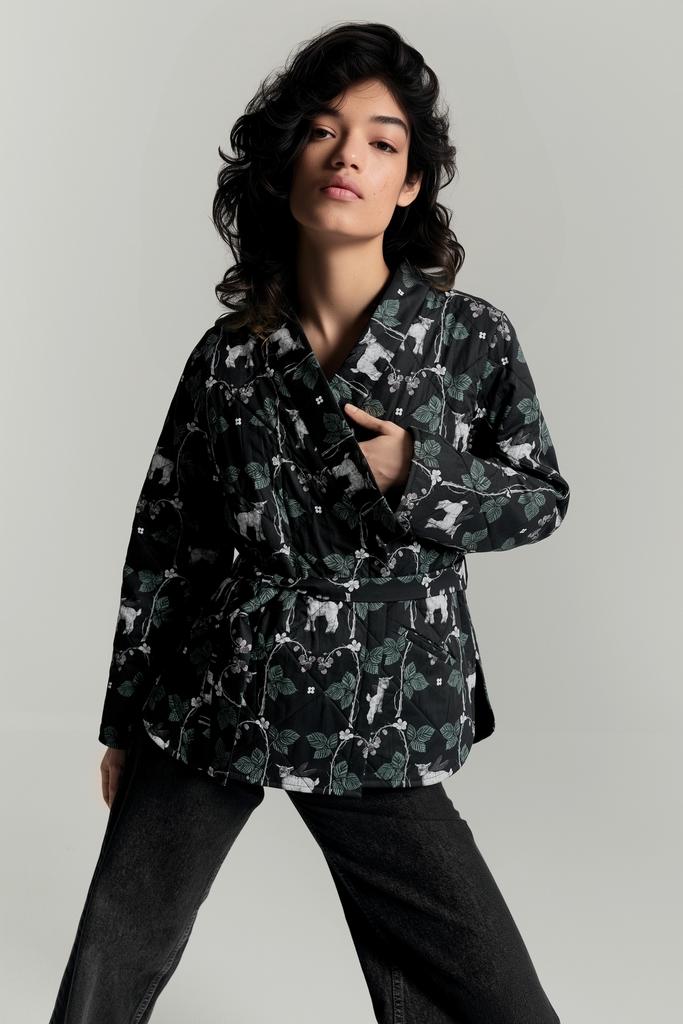 Стеганый жакет_кимоно "Fairy dragonkids"  цвет_черный