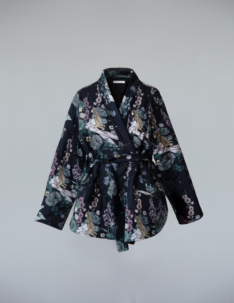 стеганый жакет_кимоно "Little mermaid"_темный