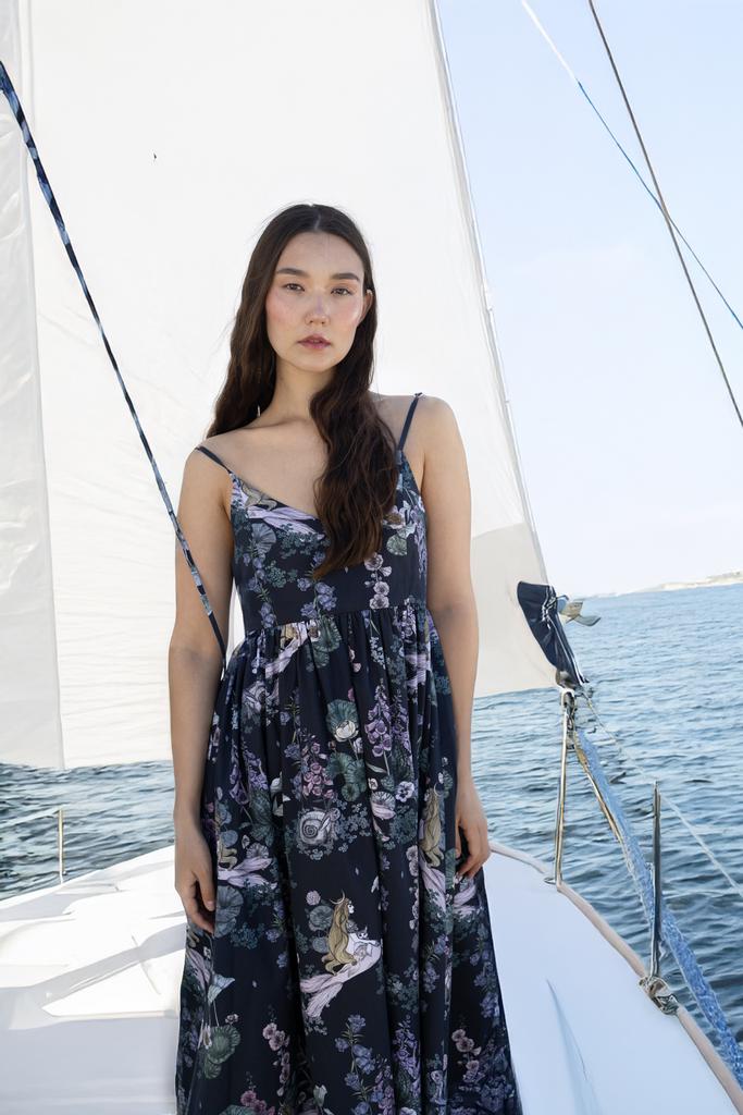 Сарафан со сборкой "Little mermaid"_black_укороченный