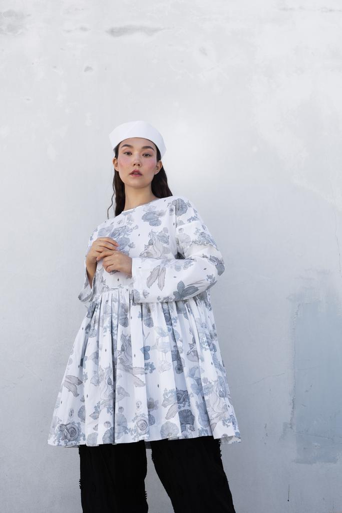 платье со сборкой_Little mermaid_white