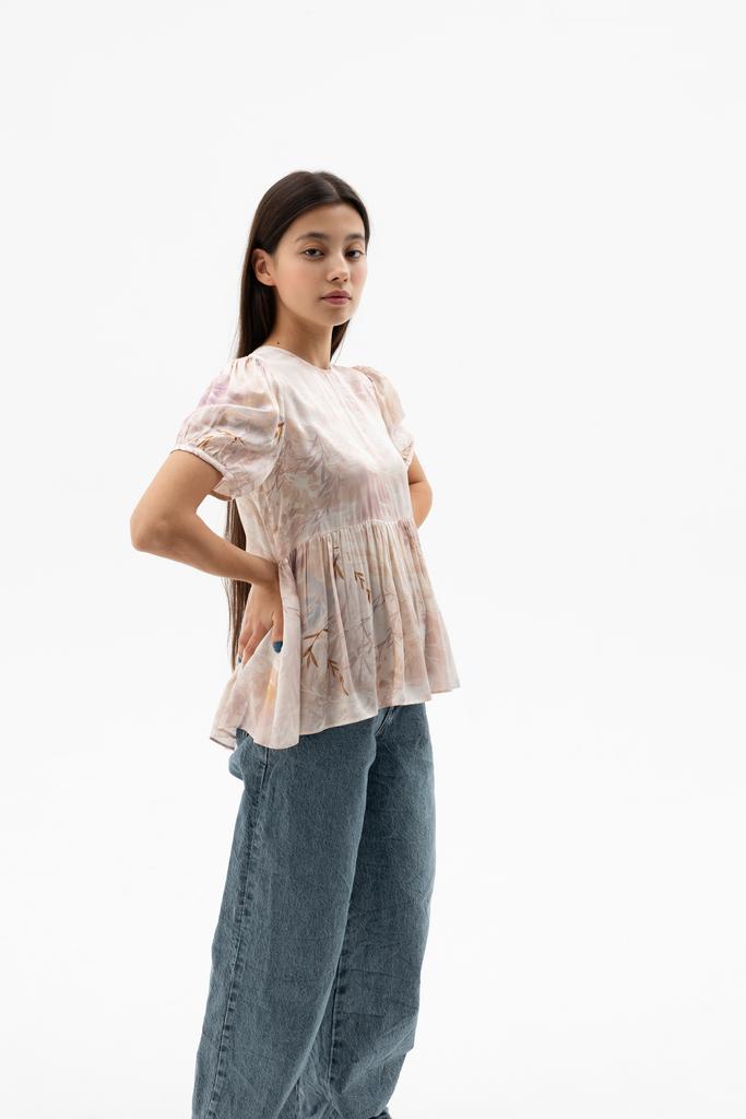 блуза из атласного хлопка с шелком