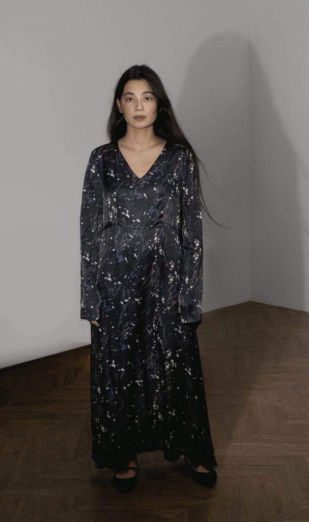 *Платье из атласного хлопка с шелком