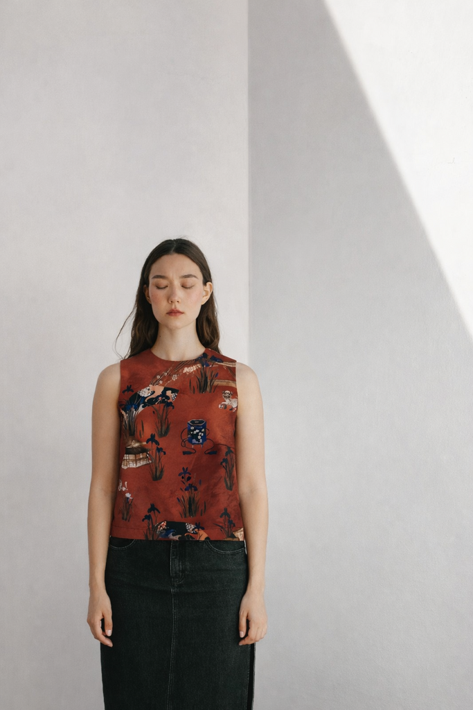 хлопковый топ_ японский сад