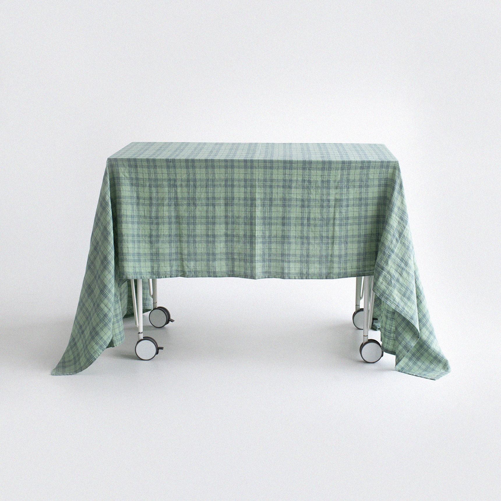 Скатерть из смягченного льна «Зелёная клетка»