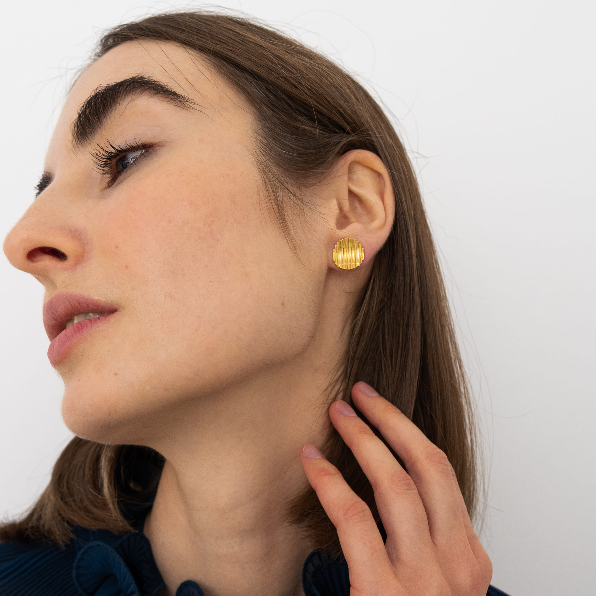 MINE Серьги малые глянцевые в серебре и позолоте