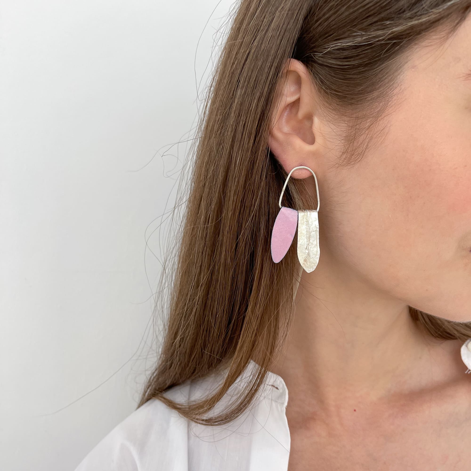 CLARA NIUBÒ Серьги Opuntia Robusta с розовой эмалью