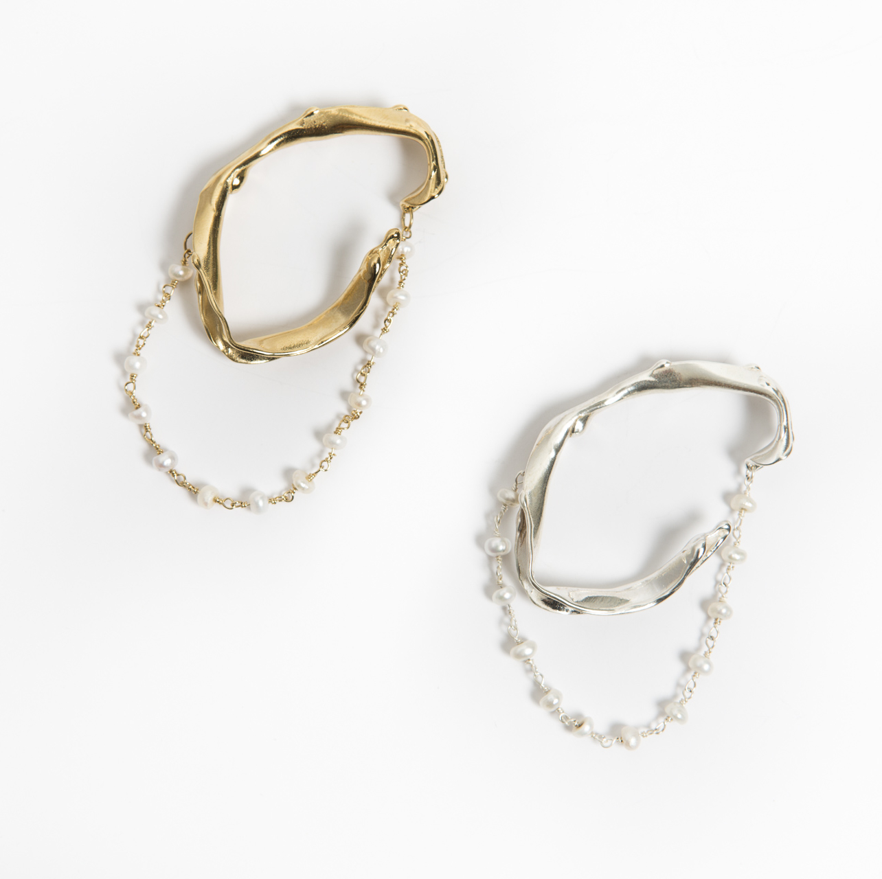 YOSTER x JF Кафф Dancing Helix в позолоте с жемчугом