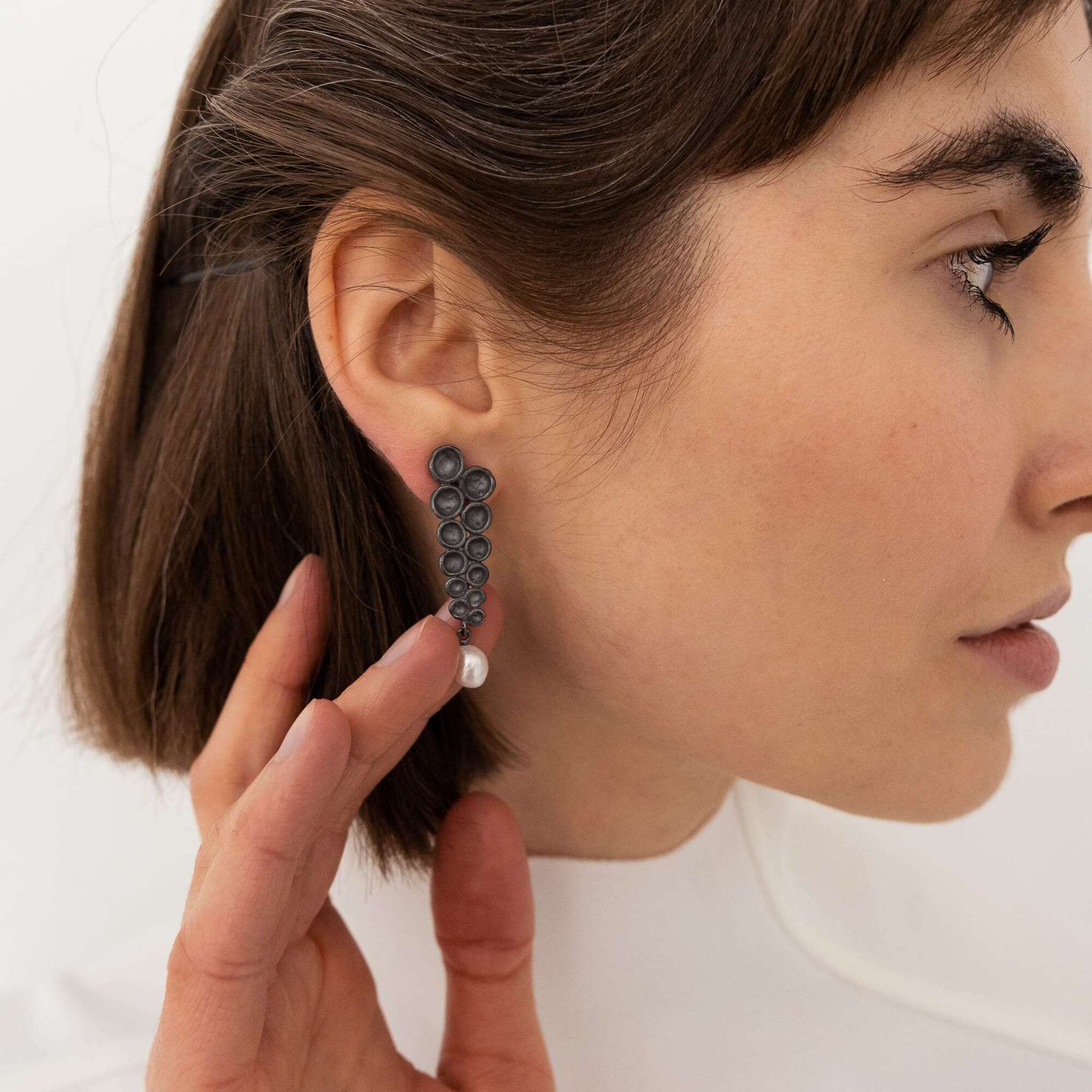 Obo_handcraft Cерьги Музыка Воды с жемчугом