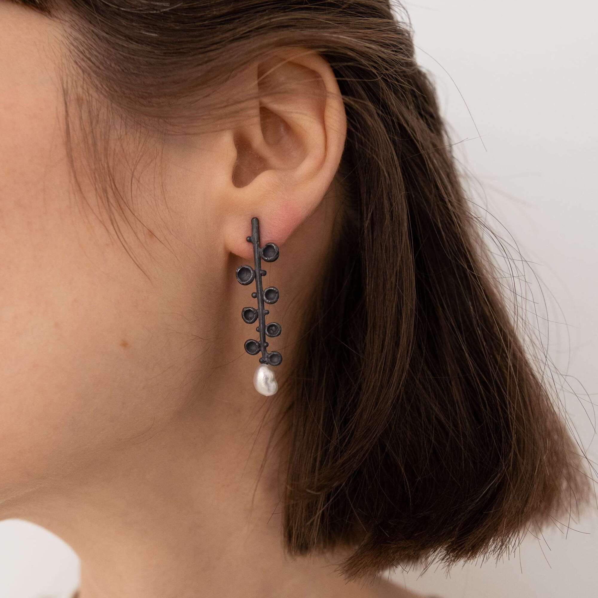 Obo_handcraft Ассиметричные серьги Гербарий с жемчугом