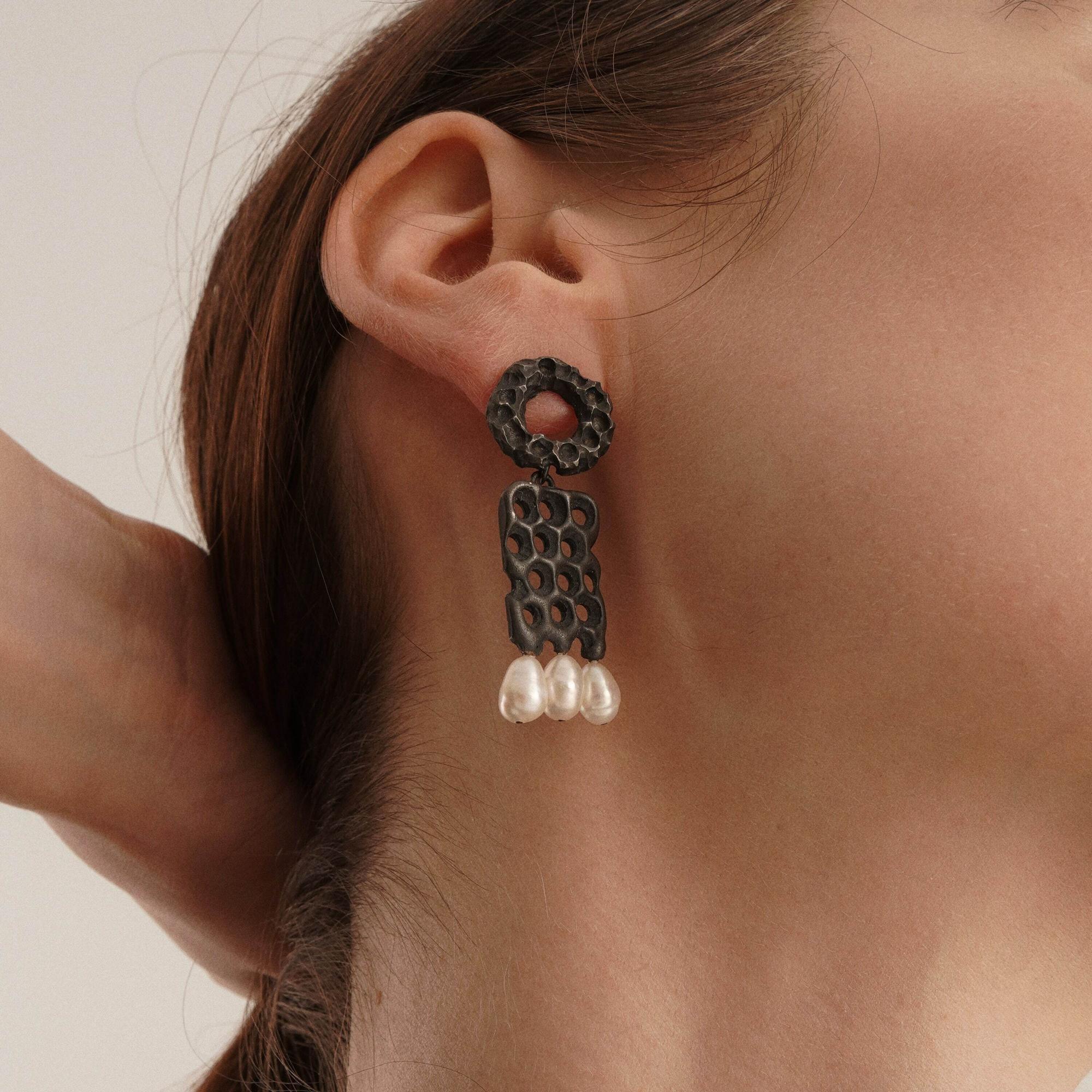 Obo_handcraft Серьги Танец с белым жемчугом