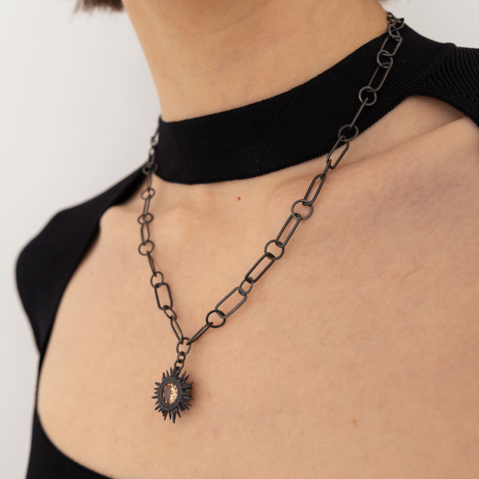 Obo_handcraft Подвеска Вспышка с желтым фианитом