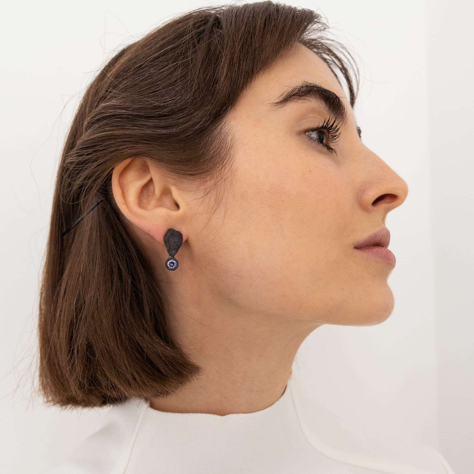 Obo_handcraft Cерьги Взгляд с лавандовым фианитом