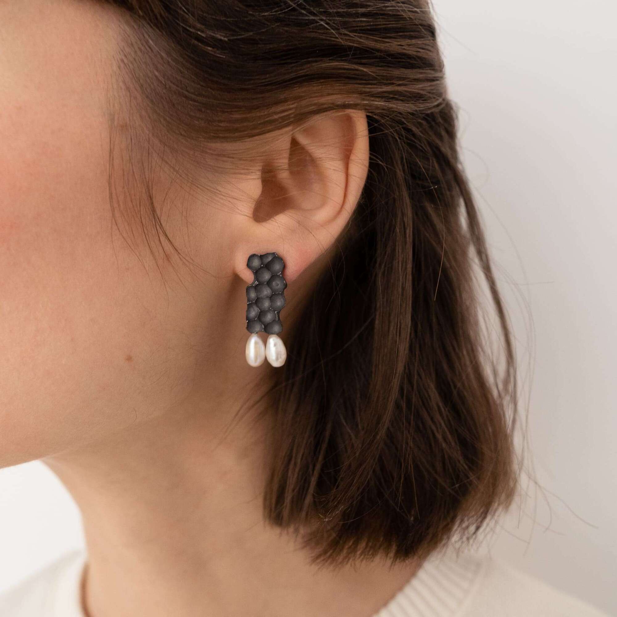 Obo_handcraft Cерьги Водоросли с белым жемчугом