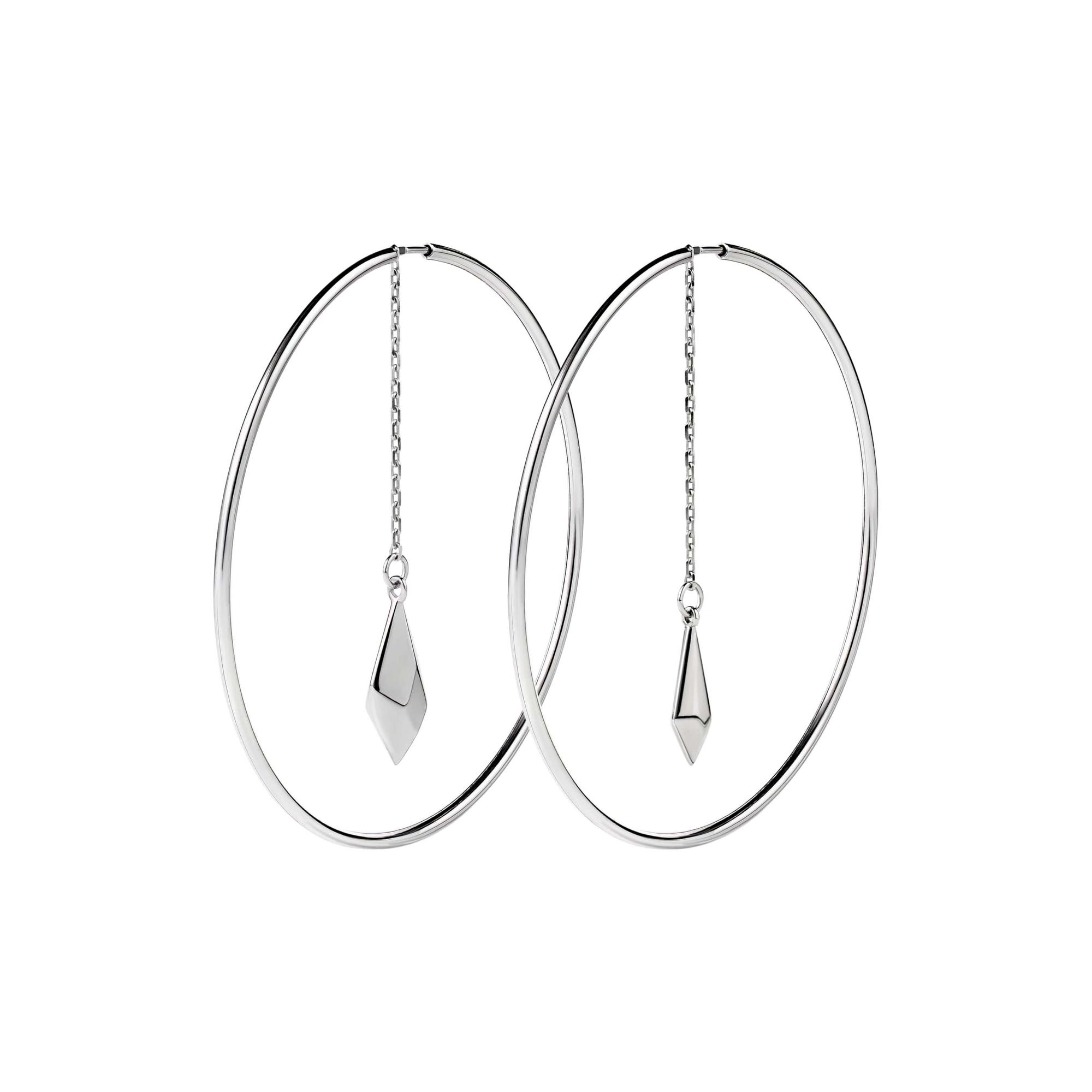 NULLUM Серьги конго с асимметричными кристаллами в серебре