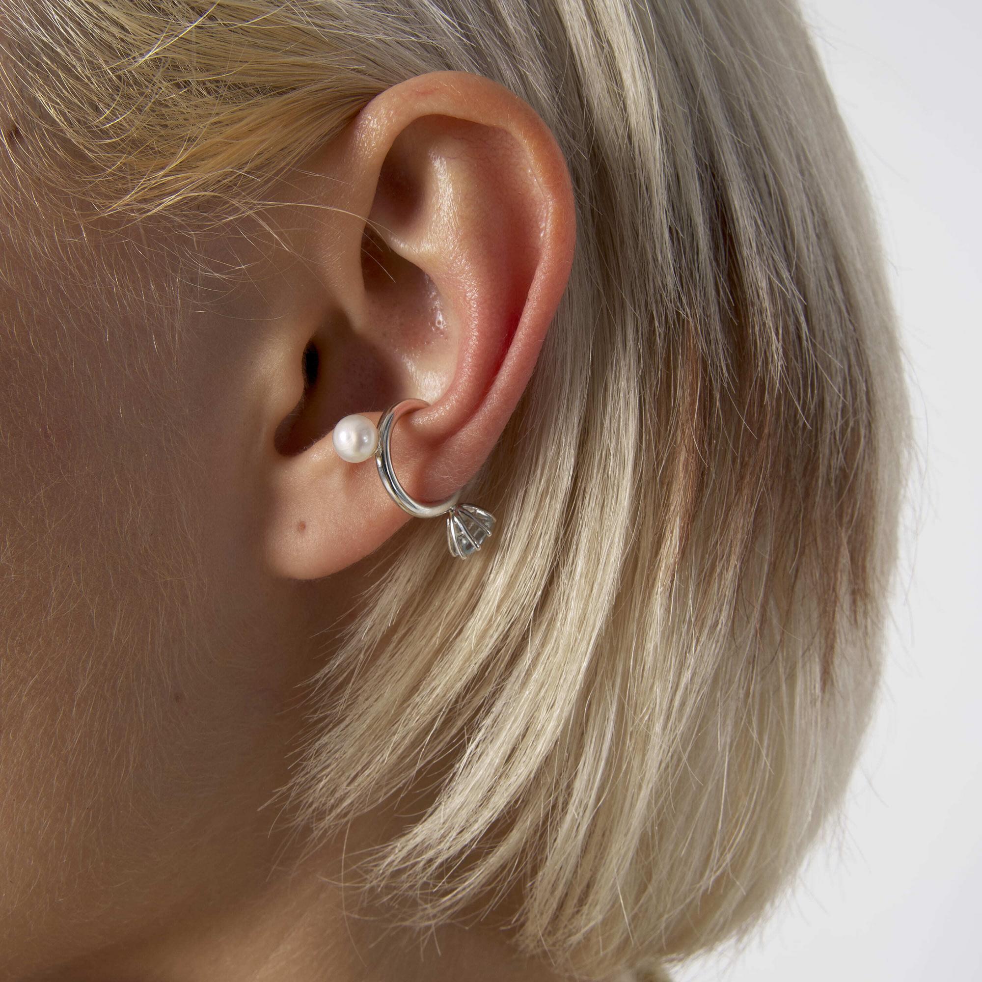 MA Кафф с жемчугом и голубым топазом