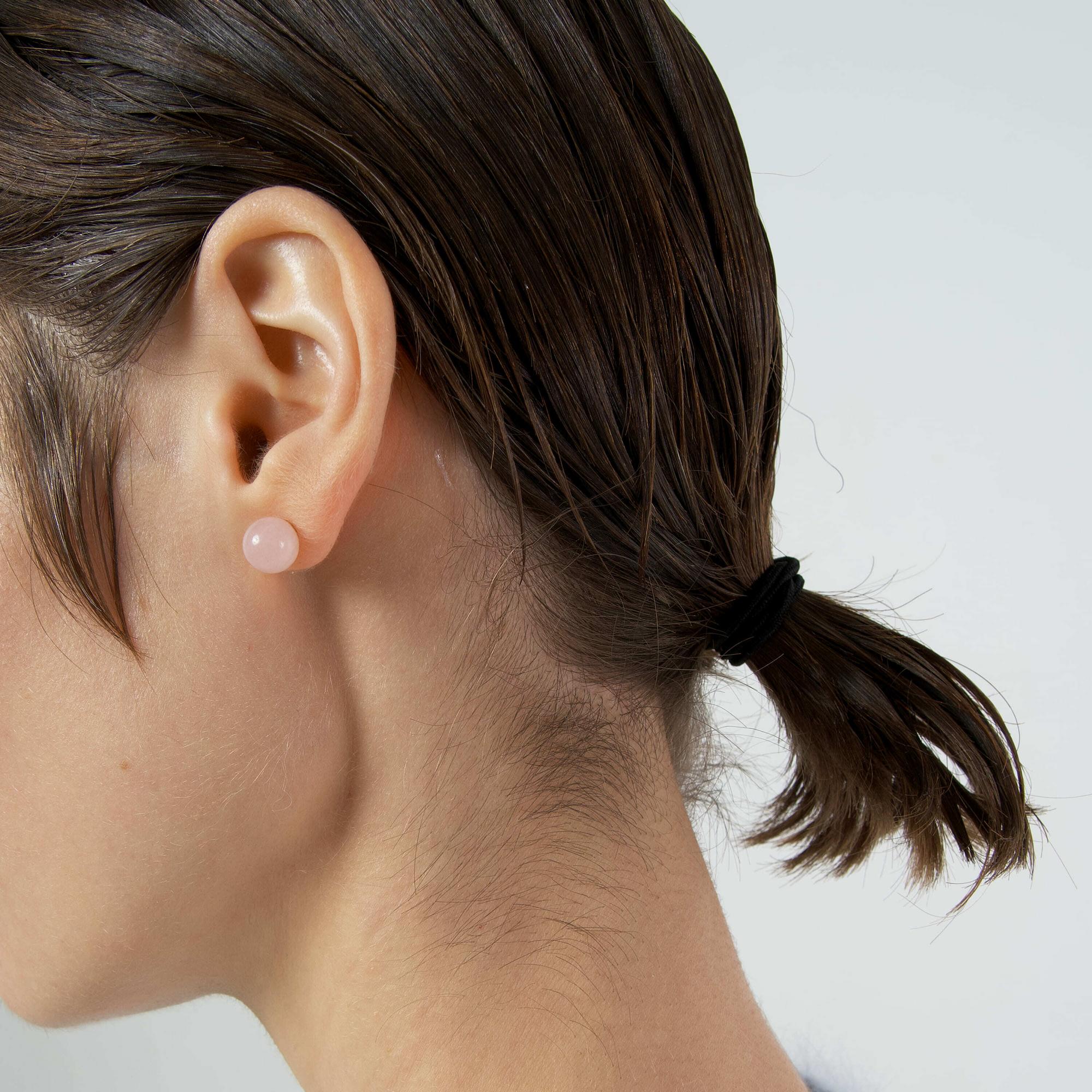 Natasha Gelb Серьги-пусеты Basic с розовым кварцем