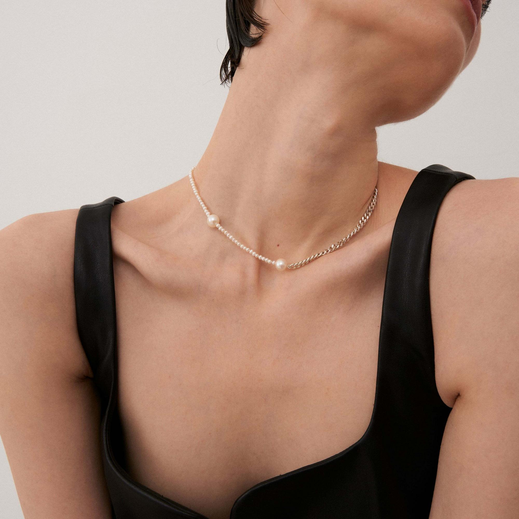 MA Колье с жемчугом и крупной цепочкой