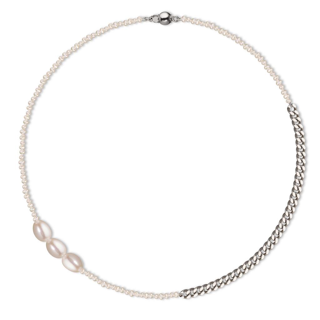 MA Колье с жемчугом и массивной цепочкой