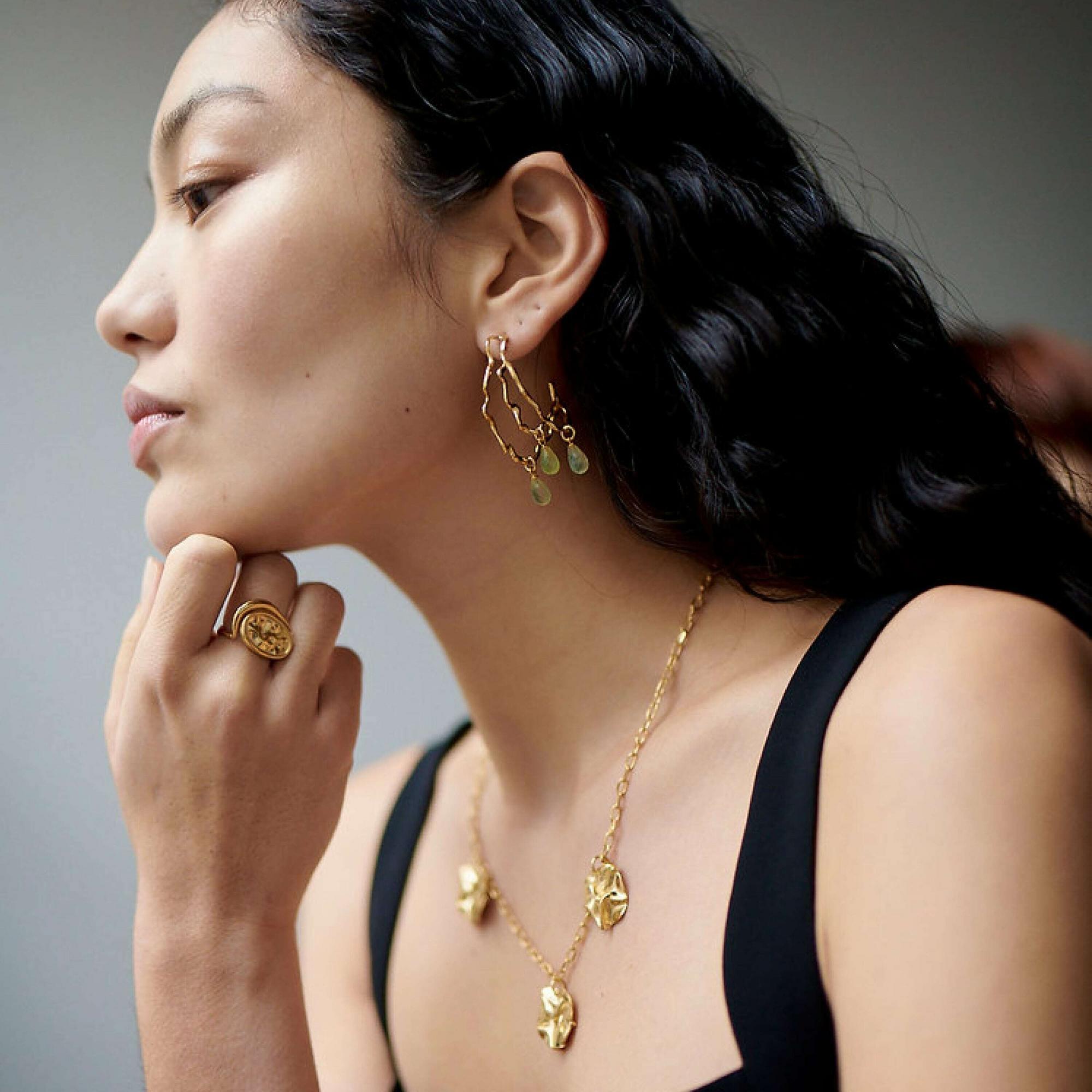 YOSTER Серьги Paranite Blooming в позолоте с паронитом