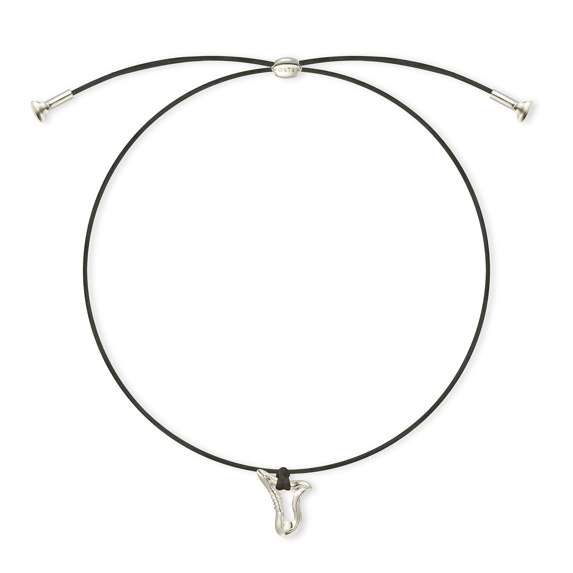 YOSTER Подвеска Knots в серебре с черным шелковым шнурком