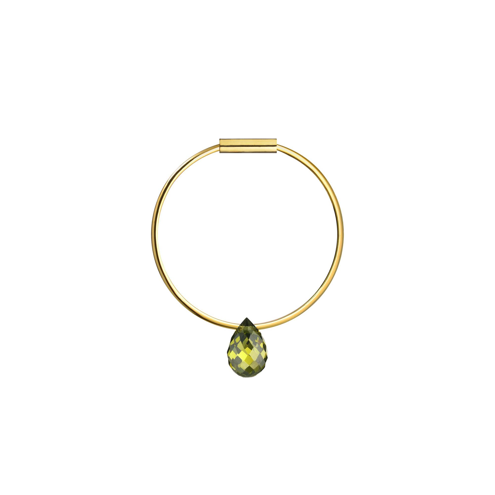 Natasha Gelb Тонкое кольцо с подвижной каплей зеленого фианита