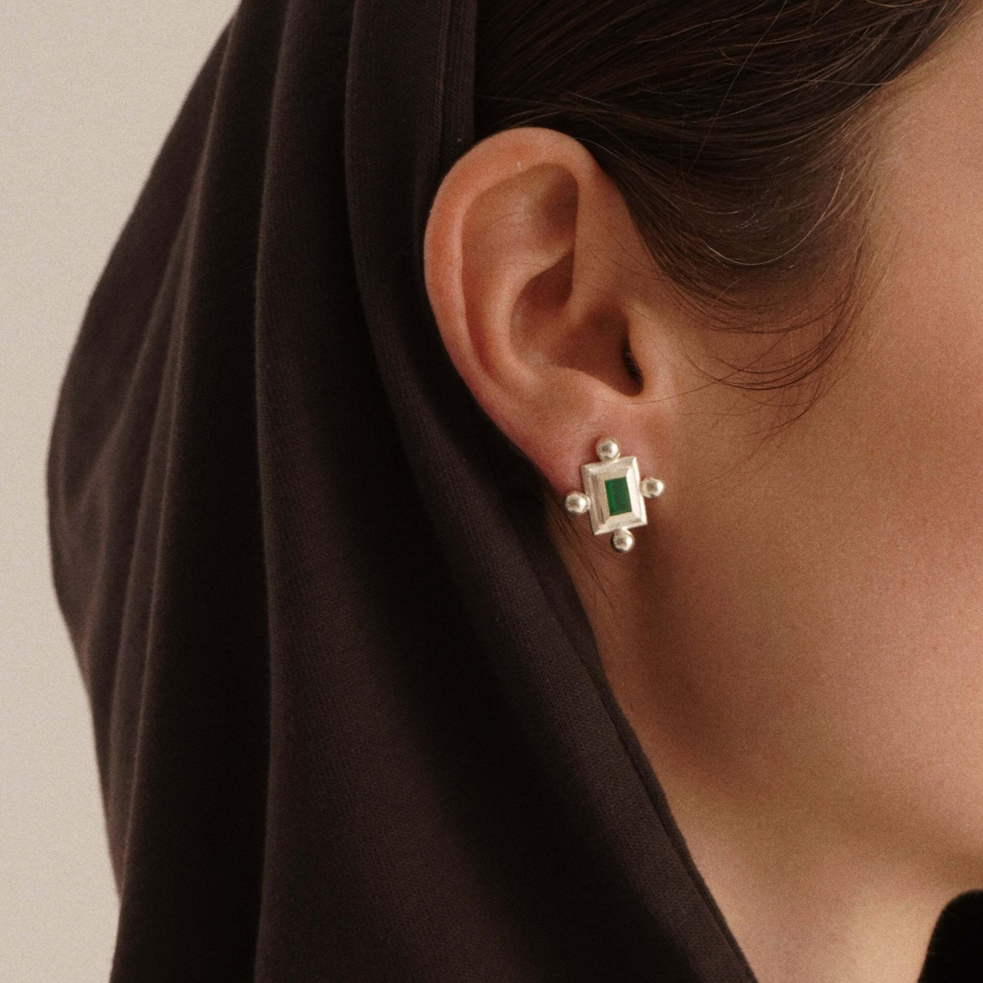 MA Серьги Ancient System с зеленым хризопразом