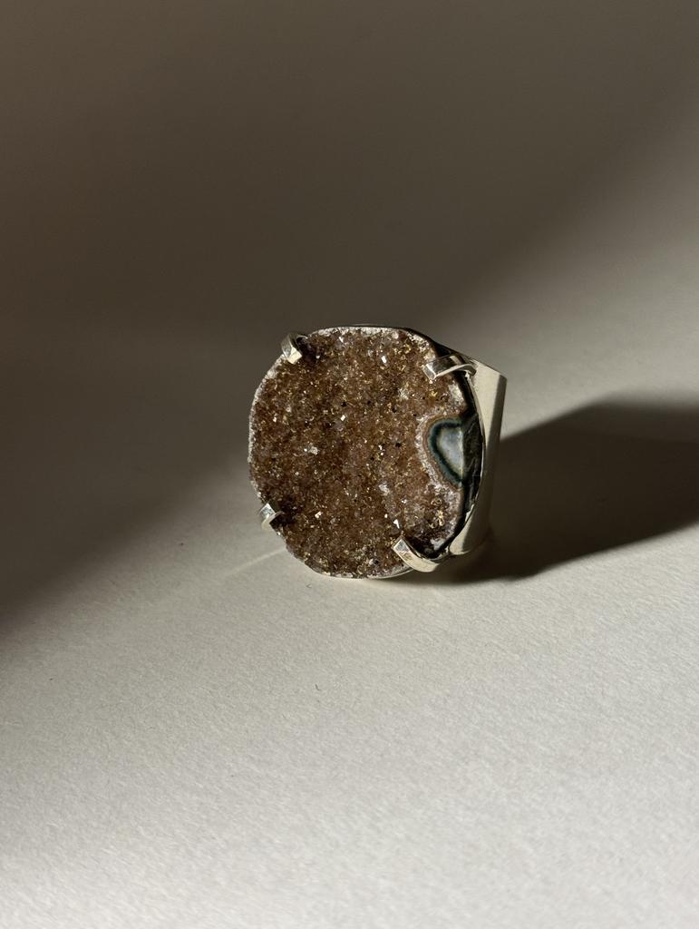 Кольцо кафф с агатом