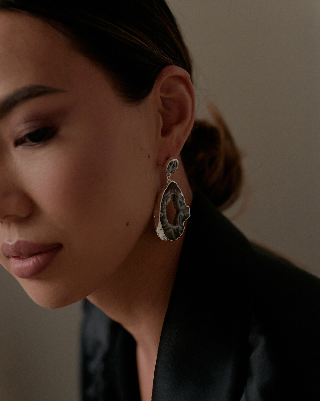 Серьги со срезом агата