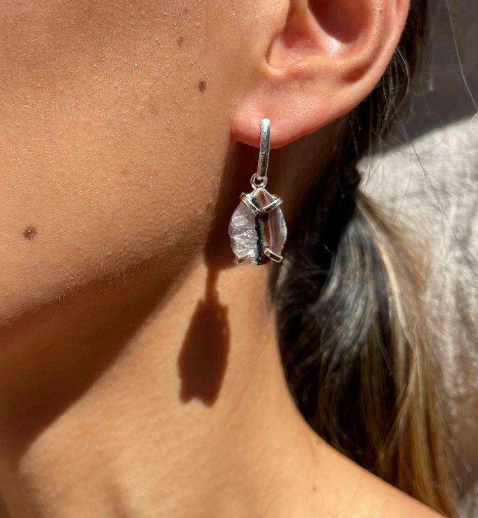 Серьги со сталактитом зеленого аметиста