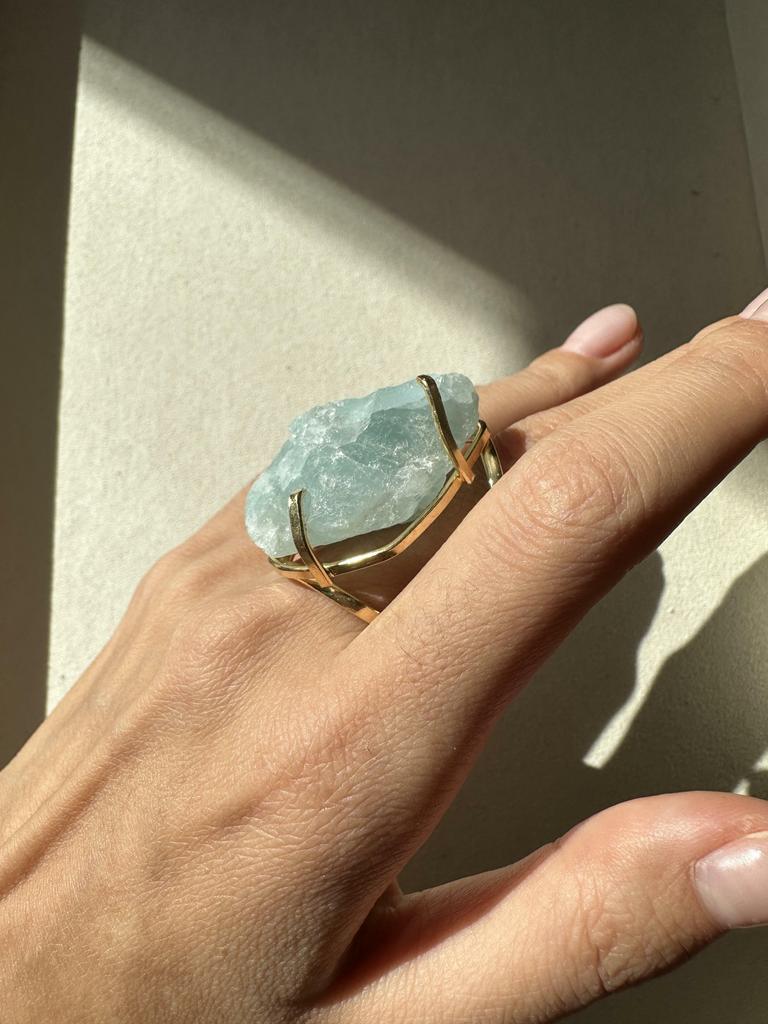 Кольцо с крупным аквамарином