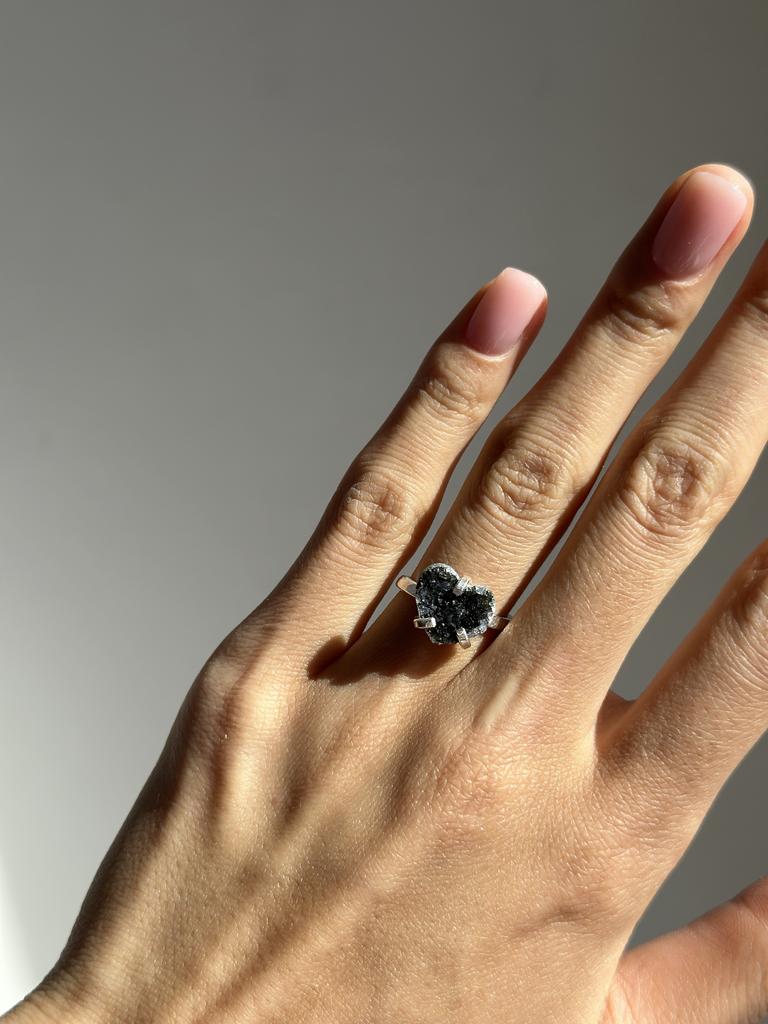 Кольцо мини с агатом в форме сердца