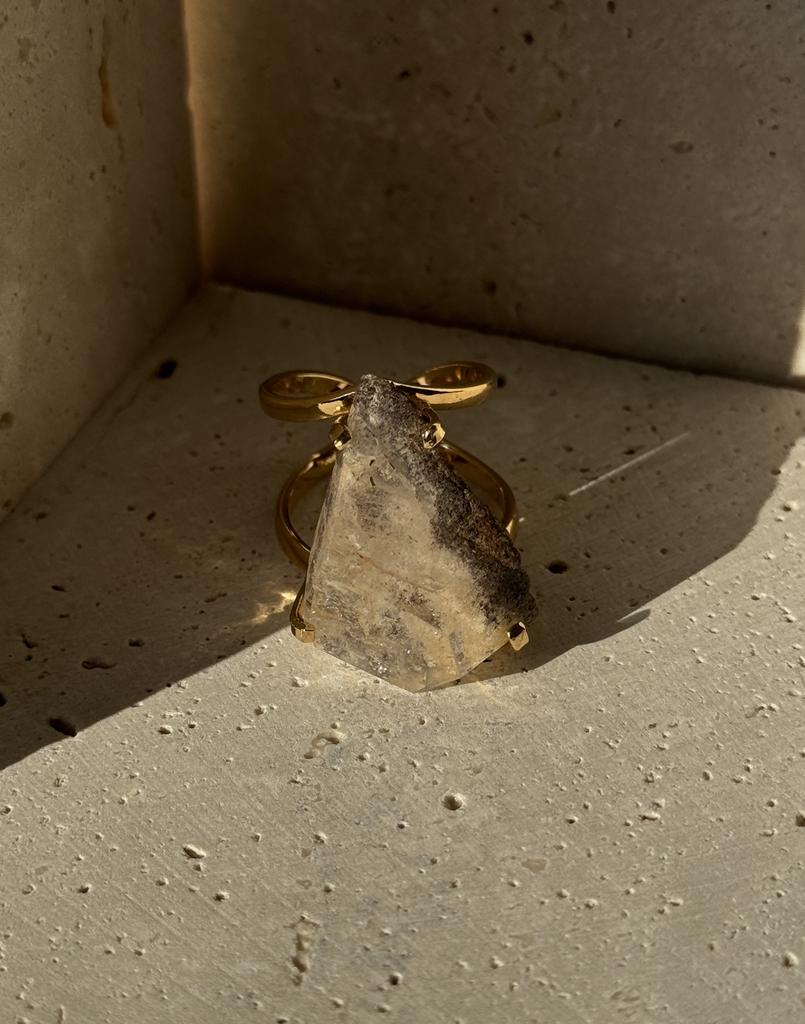 Кольцо с фантомными кварцем ( 17 - 21 размер )