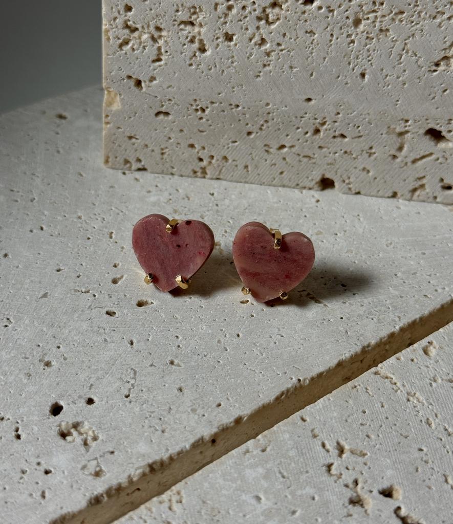 Серьги с клубничным кварцем