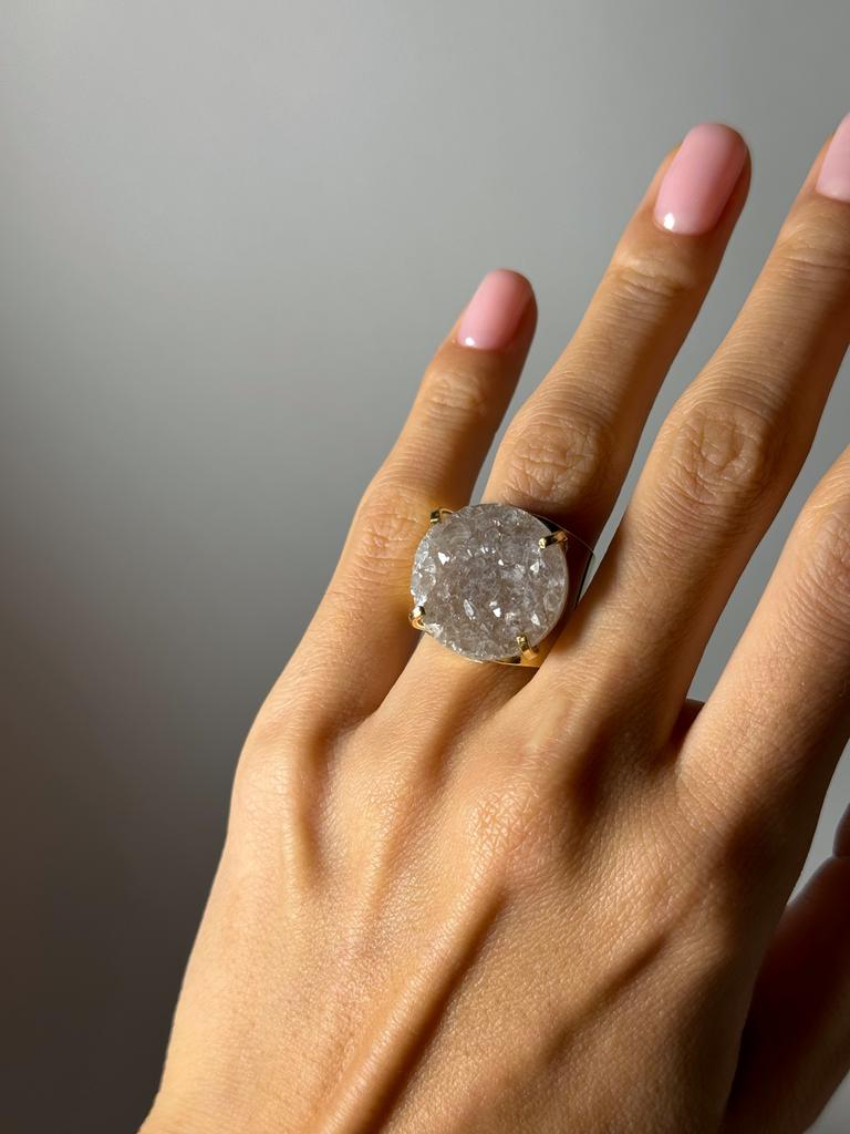 Кольцо кафф с агатом