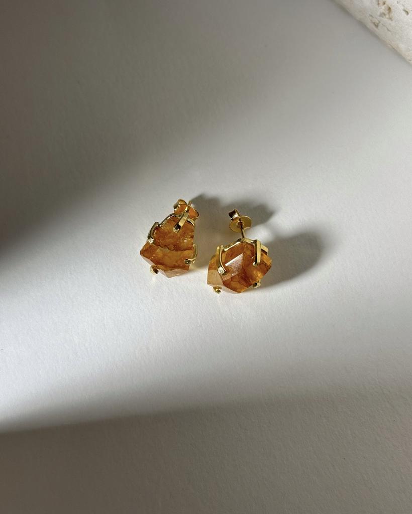 Серьги с шлифованным золотым кварцем