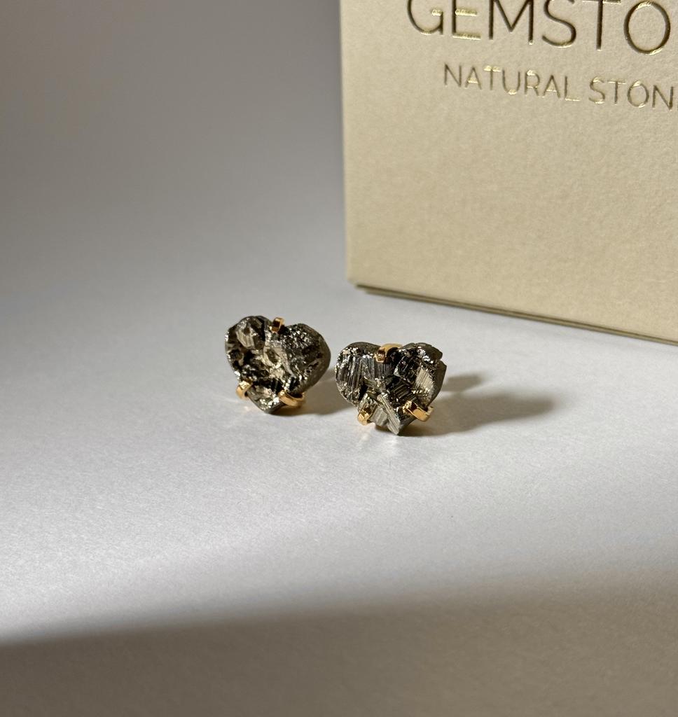 Серьги с пиритом в форме луны