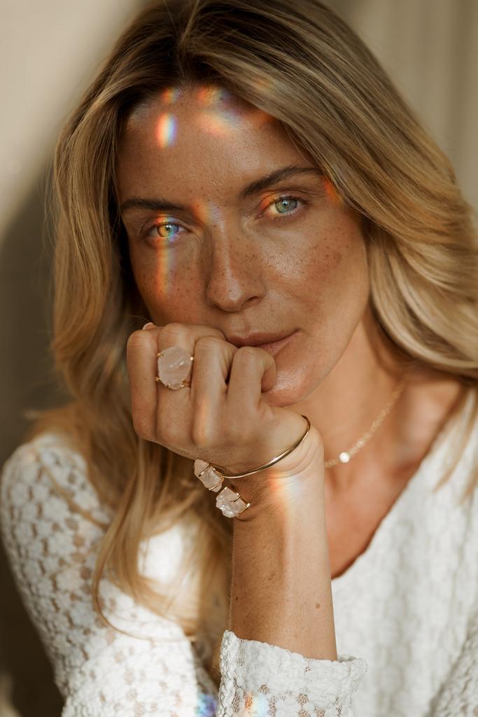 Кольцо с розовым кварцем 18 - 21 размер