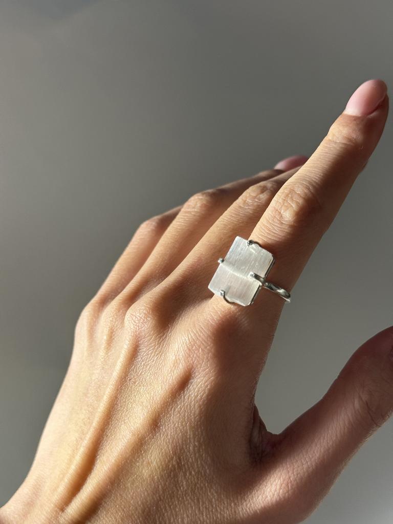 Кольцо с селенитом 15,5 - 17,5 размер